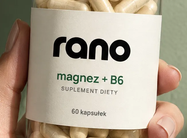 Etykieta magnezu z B6 „rano” w powiększeniu
