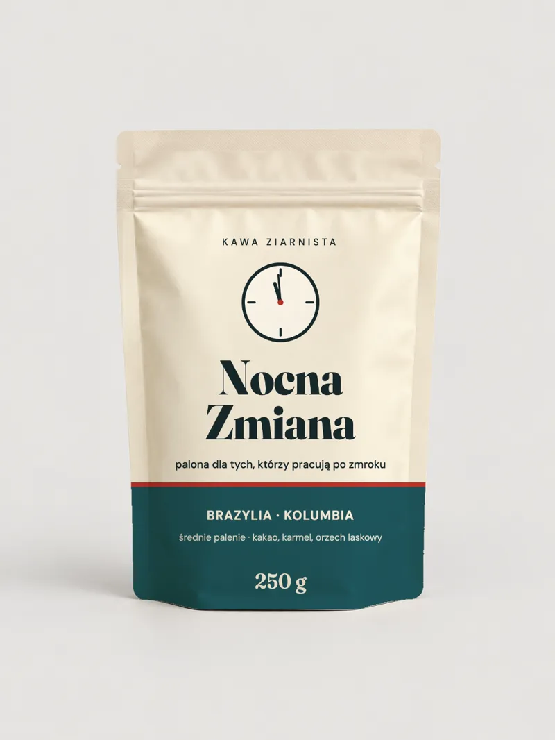 Packshot kawy „Nocna Zmiana” na jasnym tle